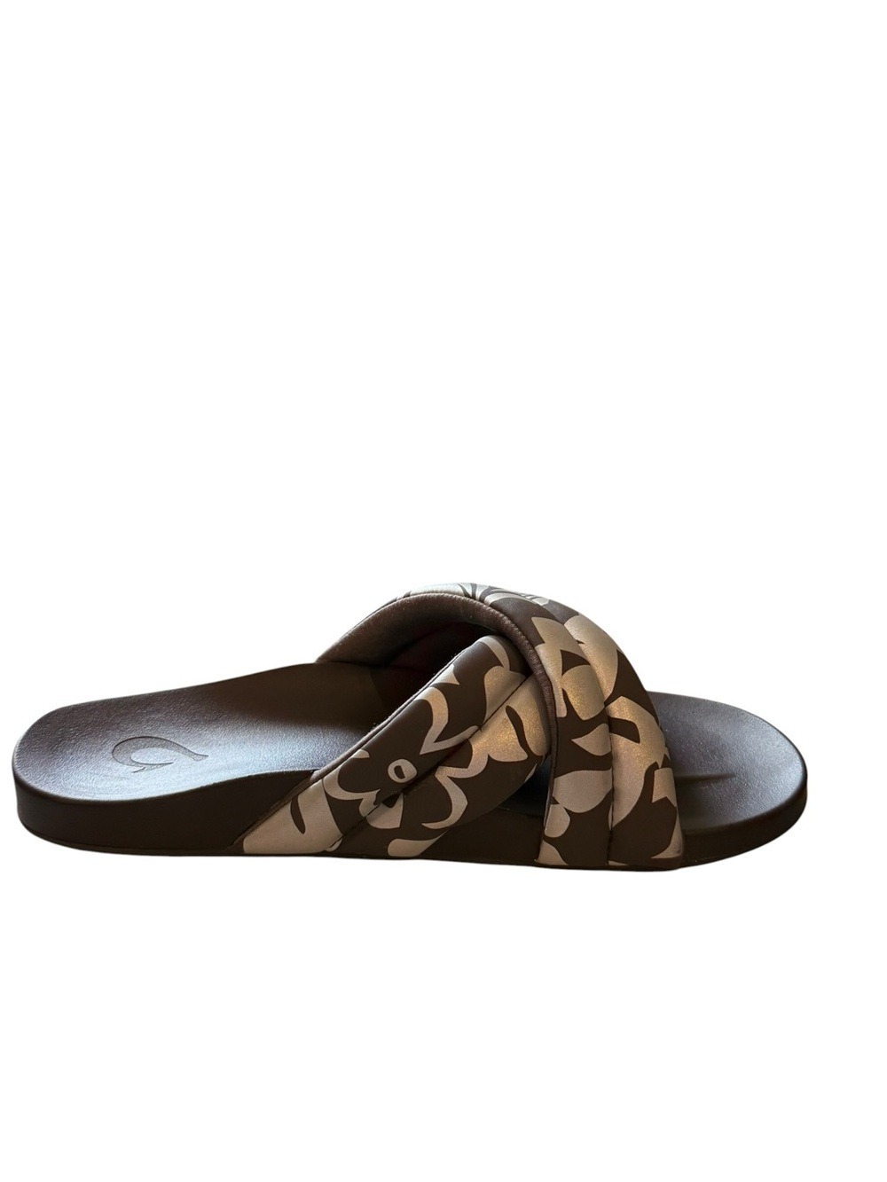 Olukai Paniolo Slide Sandals Brown Beige Floral Strap Women’s Size 8 - Picture 8 of 8